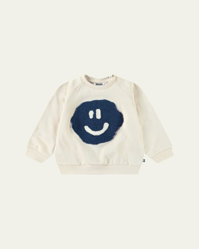 Boy's Disc Embroidered Smiling Face Sweatshirt, Size 3M-24